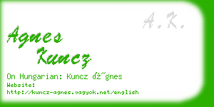 agnes kuncz business card